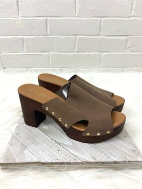 A.Giannetti Genuine Leather Heeled Mules Sandals Size 7.5